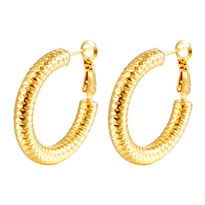 Pendientes grandes huecos en forma de C Pendientes estilo Hong Kong oro 18K