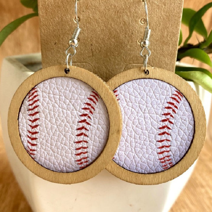 Wooden Rugby Earrings