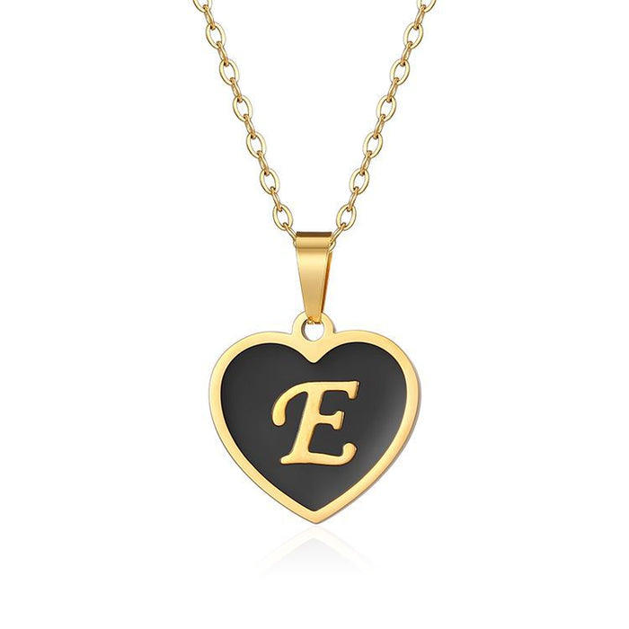 European and American new stainless steel letter necklace, gold titanium steel clavicle chain