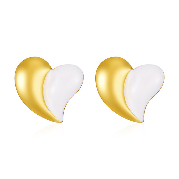 Internet celebrity love earrings 18K gold color drip glaze stainless steel earrings