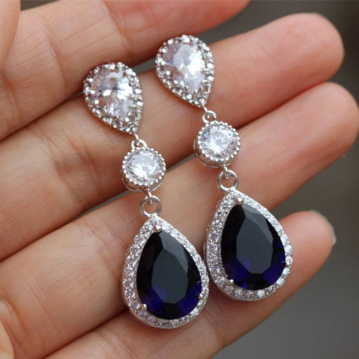 Zircon long earrings beautiful earrings