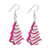 Pink Acrylic Christmas Santa Claus Christmas Tree Rugby Lightning Earrings - wallojewerly 