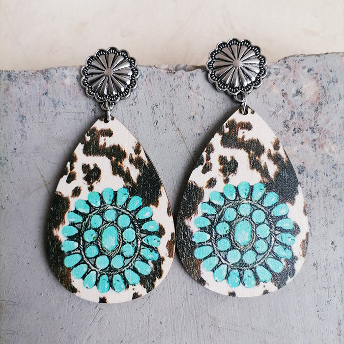 Wooden flower earrings