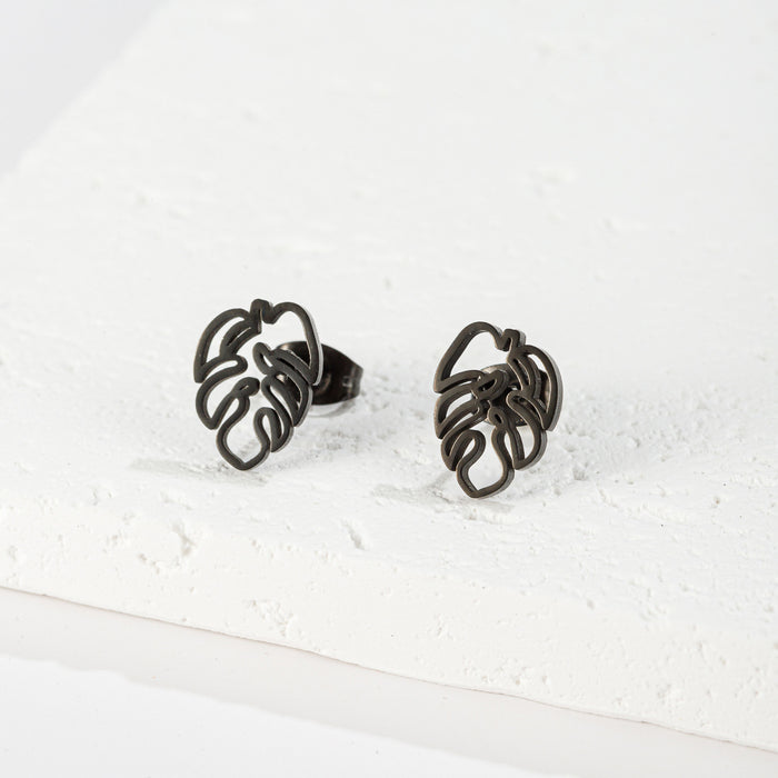 Bohemian Tree Leaf Stainless Steel Stud Earrings - Nature-Inspired Jewelry for a Vintage Look - wallojewerly 