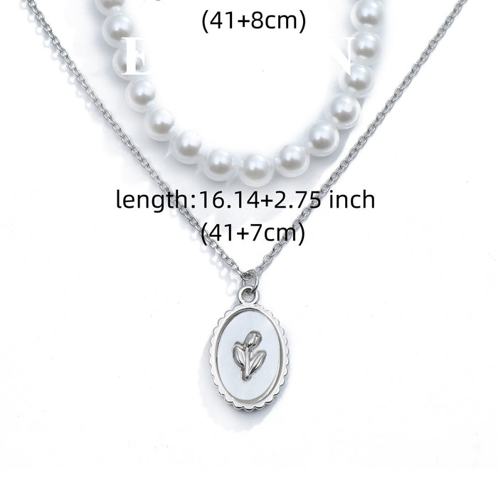 Double-Layer Pearl Necklace - Trendy and High-End Choker with a Unique Pendant