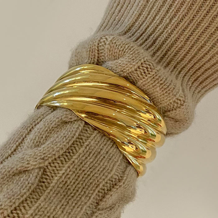 18k gold exaggerated open bracelet, high-end versatile bracelet, titanium steel jewelry