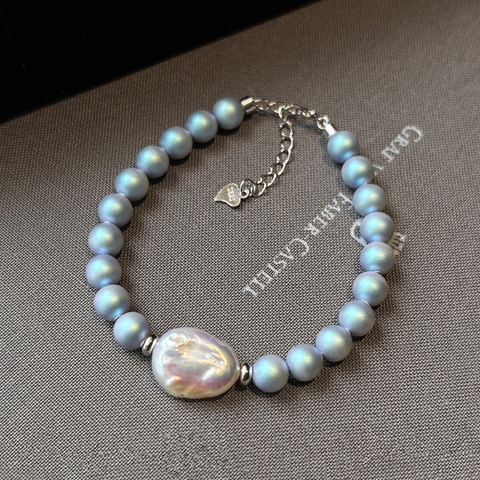 Wholesale Baroque-Shaped Freshwater Pearl Blue Swarovski Pearl Necklace, Bracelet, and Earring Sets - wallojewerly 