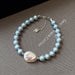 Wholesale Baroque-Shaped Freshwater Pearl Blue Swarovski Pearl Necklace, Bracelet, and Earring Sets - wallojewerly 