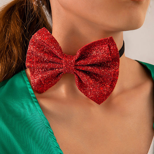 Christmas Velvet Bow Necklace - Cute and Creative Holiday Jewelry for Women