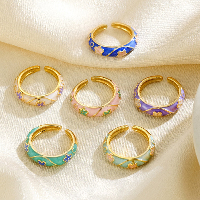 Wholesale copper colored flower drip rings