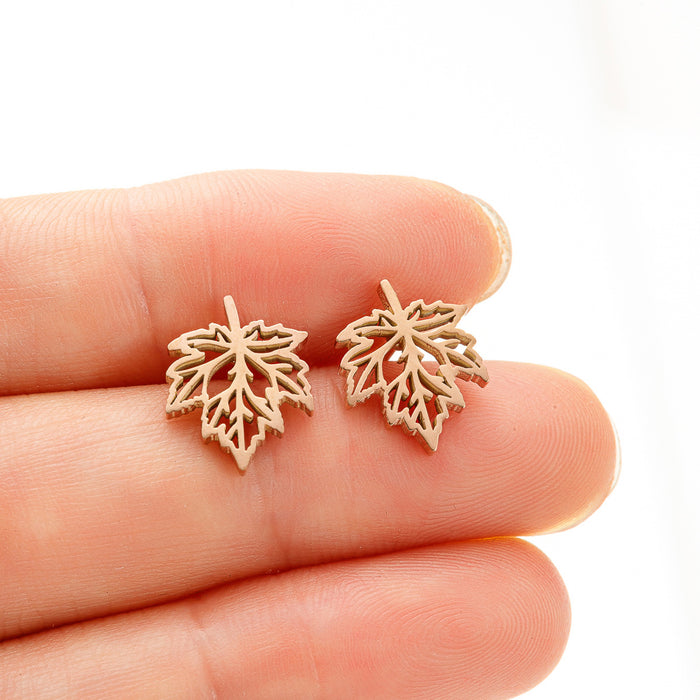 Maple Leaf Stainless Steel Stud Earrings - Nature-Inspired Jewelry