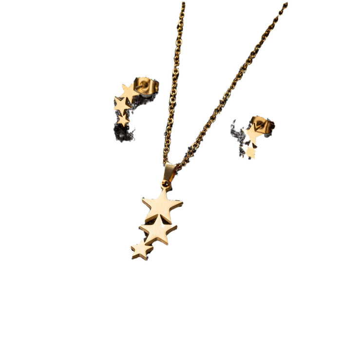 Conjunto de joyas con colgante de estrella: joyas de acero inoxidable sencillas y elegantes