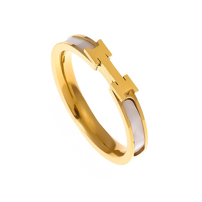 Wholesale white shell titanium steel rose gold rings