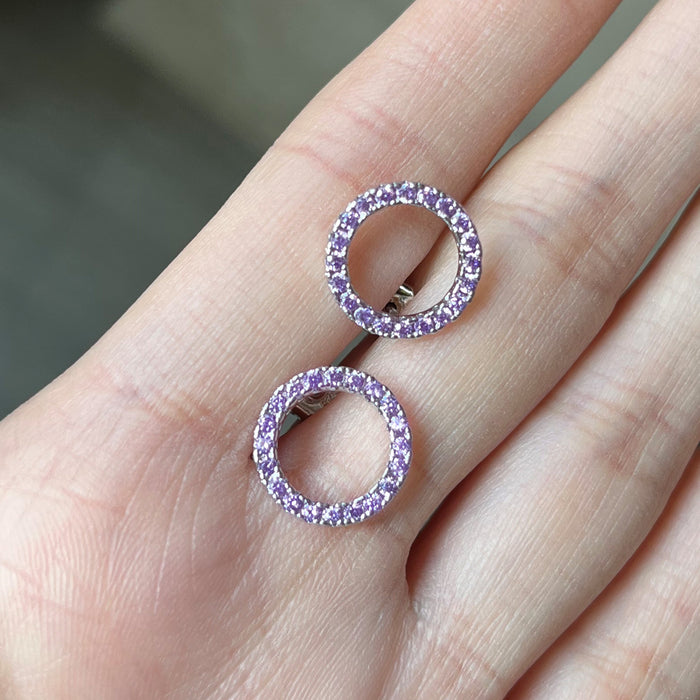 Hollow Circle Zirconia Earrings