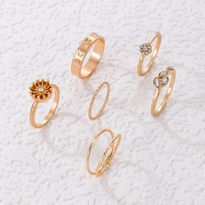 Creative simple diamond ring six-piece set, simple flower set