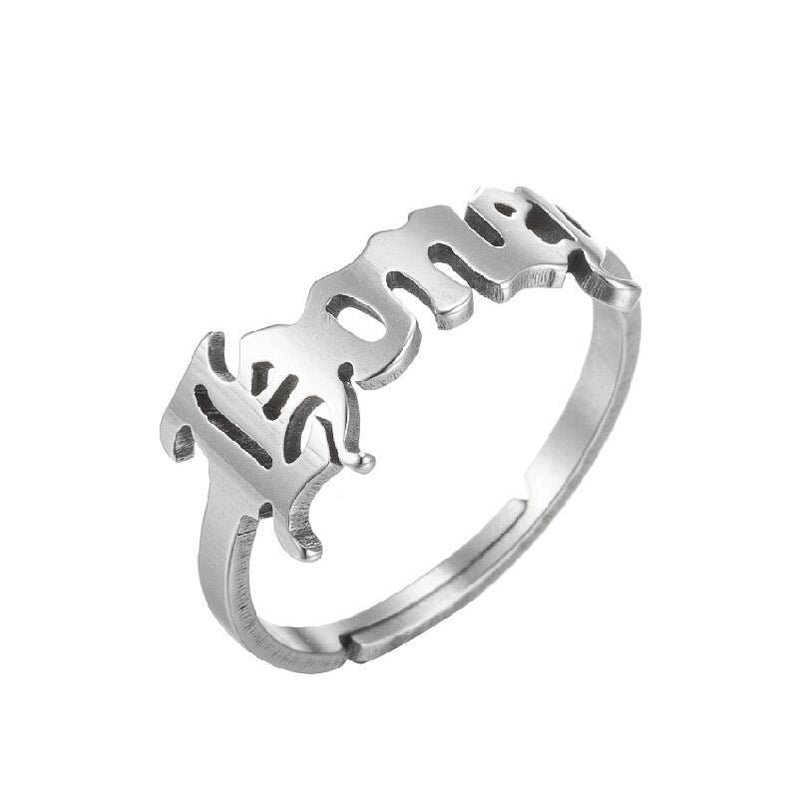 Vintage English letter rings, wholesale of Honey open stainless steel rings