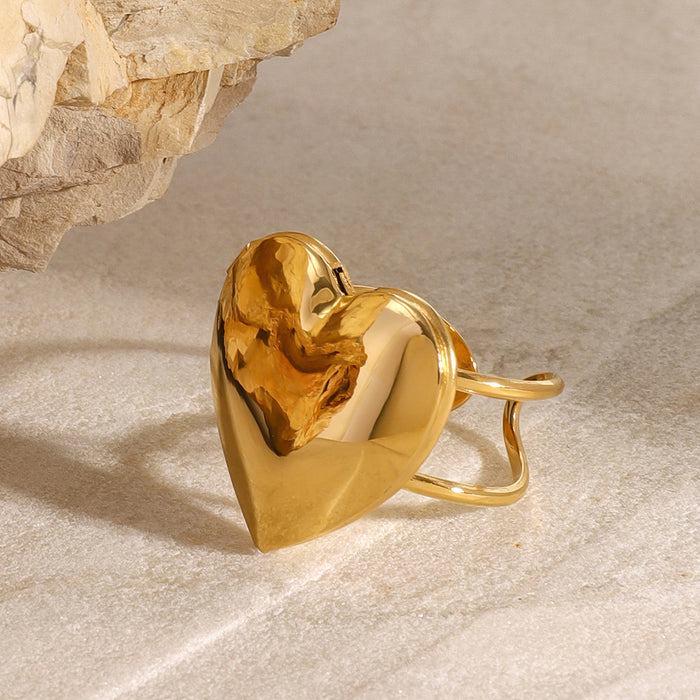 Stainless steel heart luxury ring