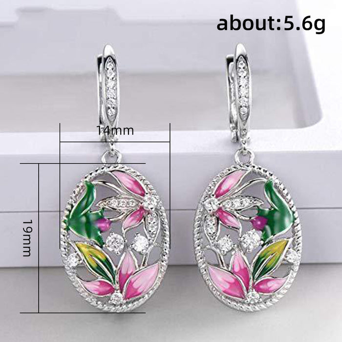 Pendientes de flores de esmalte epoxi