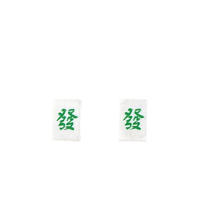 Mahjong earrings S925 silver needle fun Chinese style earrings