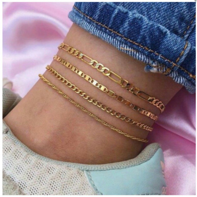 Fashion Chain Anklet Set with Simple Alloy Design