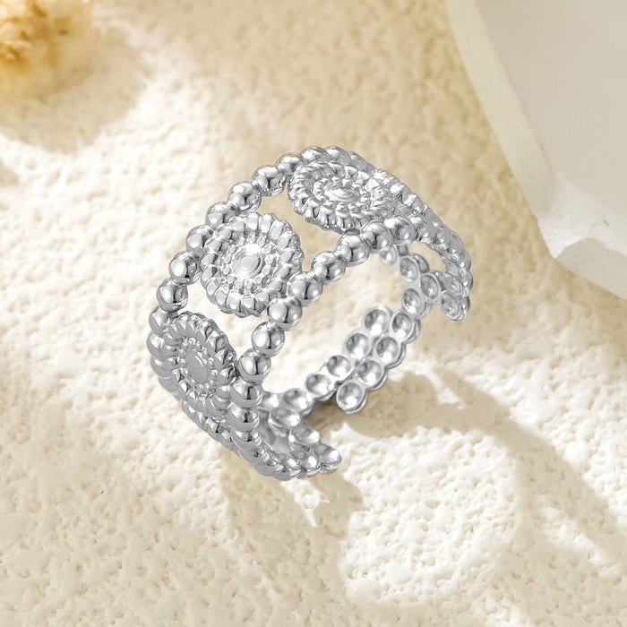 Wholesale stainless steel and titanium steel sunflower flower open rings