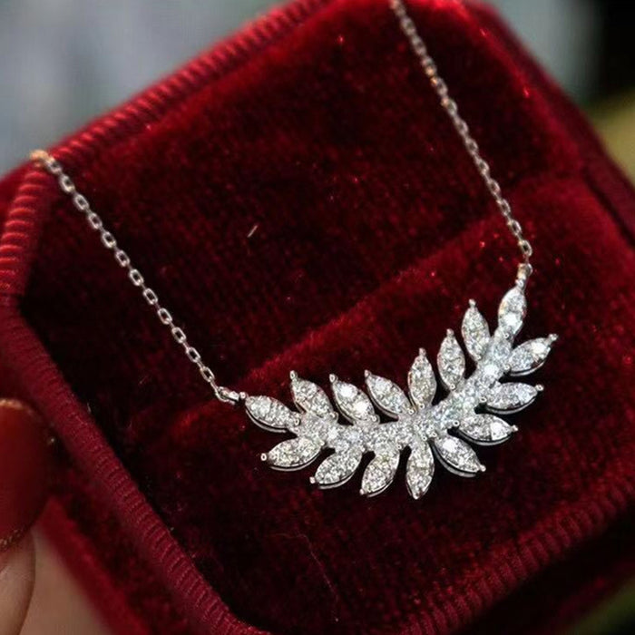 Feather necklace zircon clavicle chain European and American popular jewelry