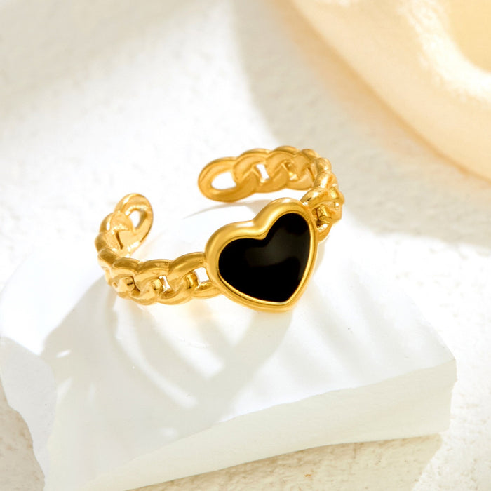 Wholesale stainless steel electroplated woven dripping heart-shaped openwork rings