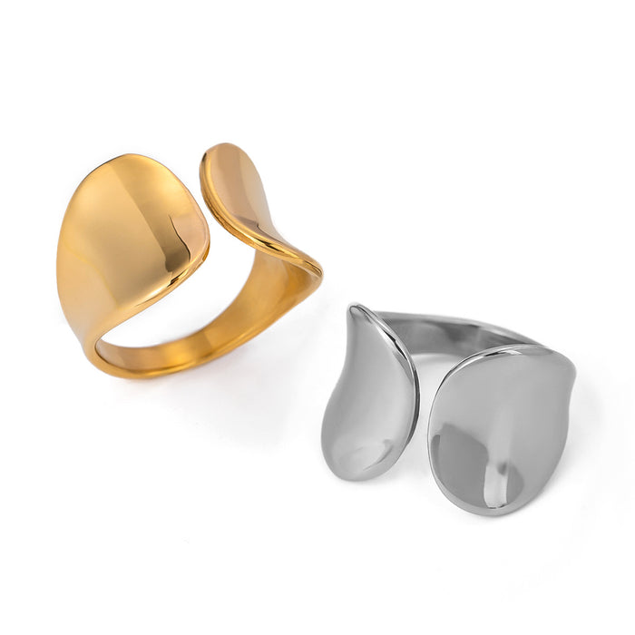 Modern 18K Gold Plated Stainless Steel Ring with Textured Surface