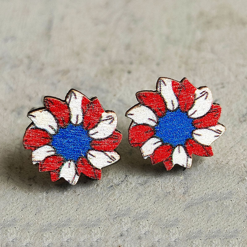 Wooden patriotic Independence Day earrings