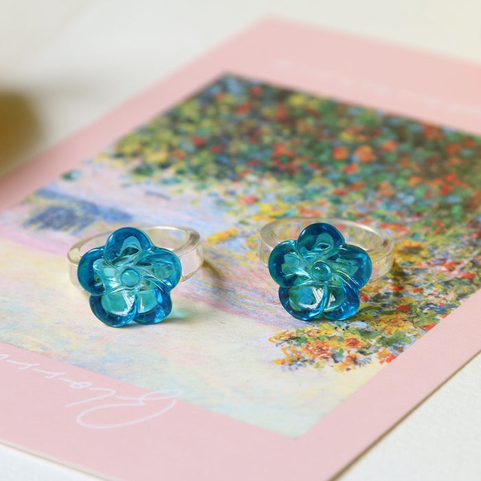 Flower three-dimensional resin couple ring