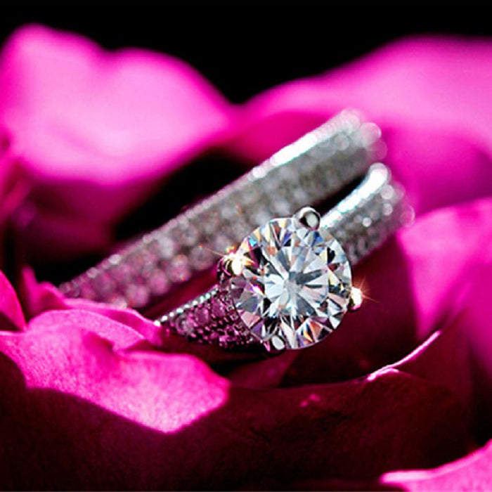 Anillo de cobre para boda, anillo clásico de compromiso para mujer