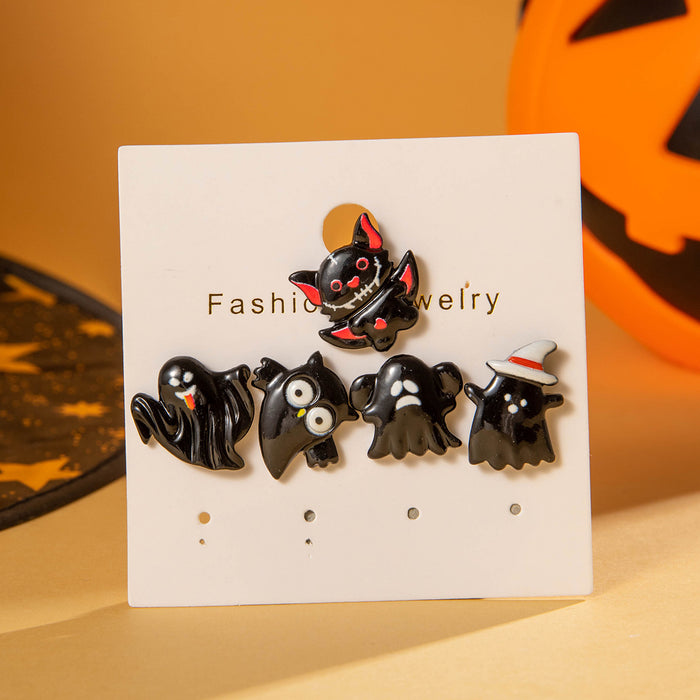 Halloween cartoon fun owl earrings dark bat ghost earrings for women