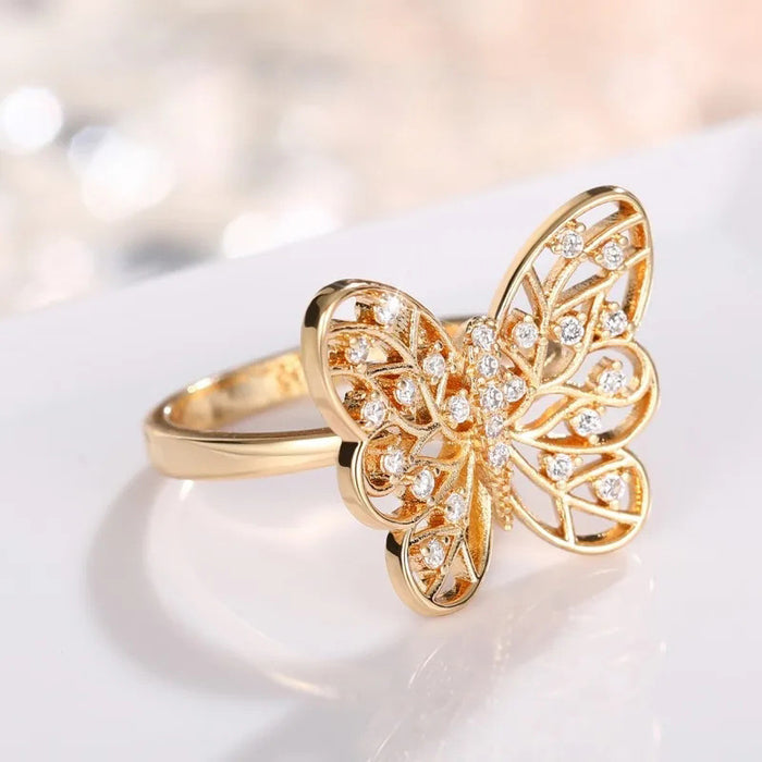 Six-claw two-color square ring eight hearts and eight arrows starlight ring