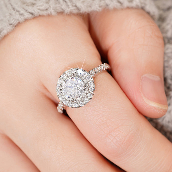 Anillo geométrico redondo para bodas y compromisos de mujer