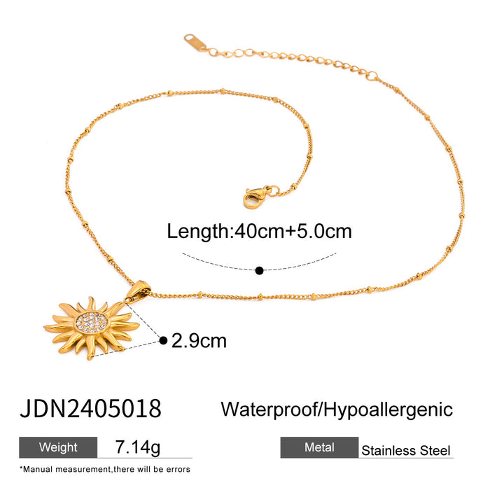 Stainless steel sunflower necklace pendant earrings flower earrings