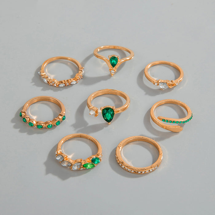 Gold Snake Rhinestone Rings - 6pcs Set