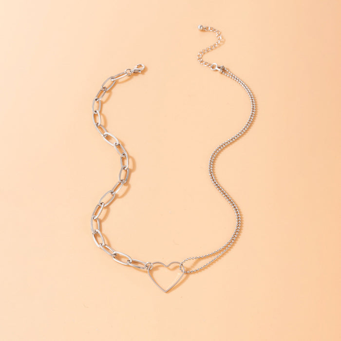 Hollow Heart Chain Necklace - Simple Heart Bead Choker