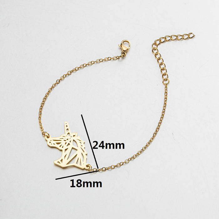 18K gold electroplated unicorn bracelet, fantasy animal cartoon jewelry wholesale