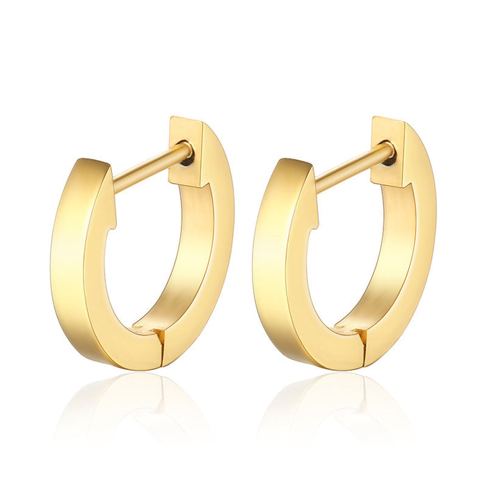 Vintage Stainless Steel Geometric Gold-tone Earrings Simple Women's Earrings