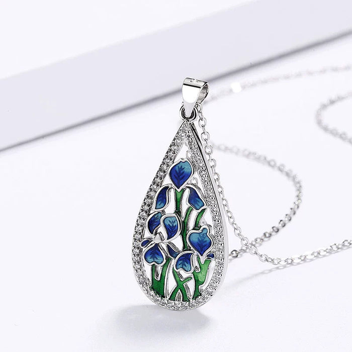 Handmade enamel dripping glue flower pendant women's necklace