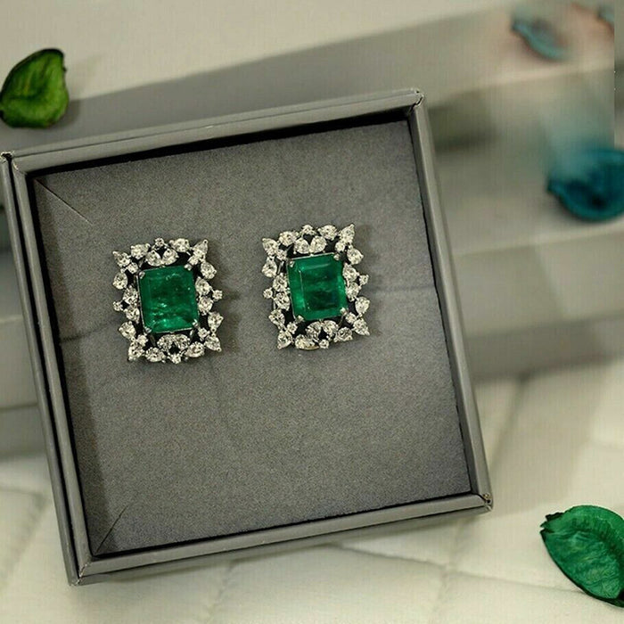 Classic imitation emerald earrings, temperament exaggerated female earrings