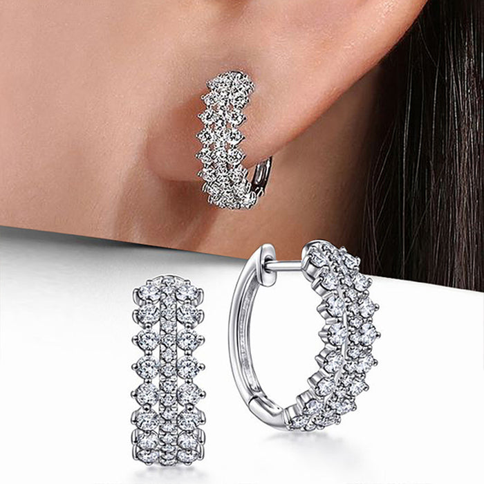 Pendientes cuadrados micropavimentados superbrillantes para mujer