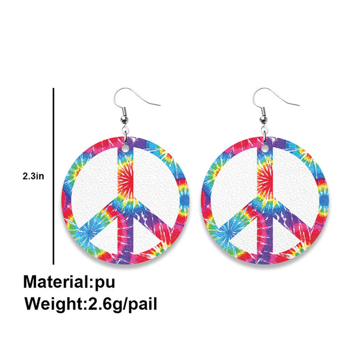 New Wholesale Earrings with Tie-Dye, American Flag, and Peace Sign on PU Leather