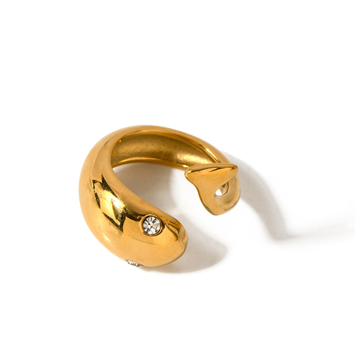 Textured 18K Gold Plated Stainless Steel Ring - Elegant and Modern