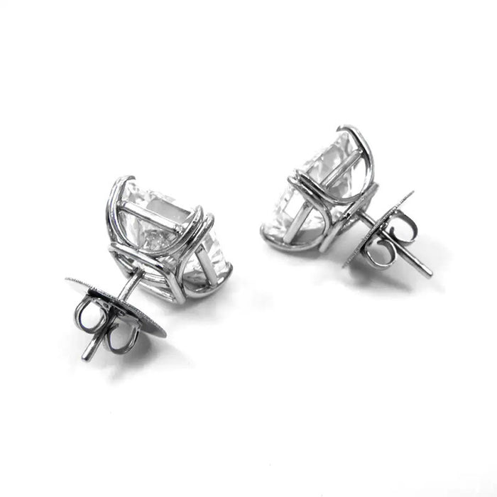 Square diamond four-claw stainless steel earrings for men and women