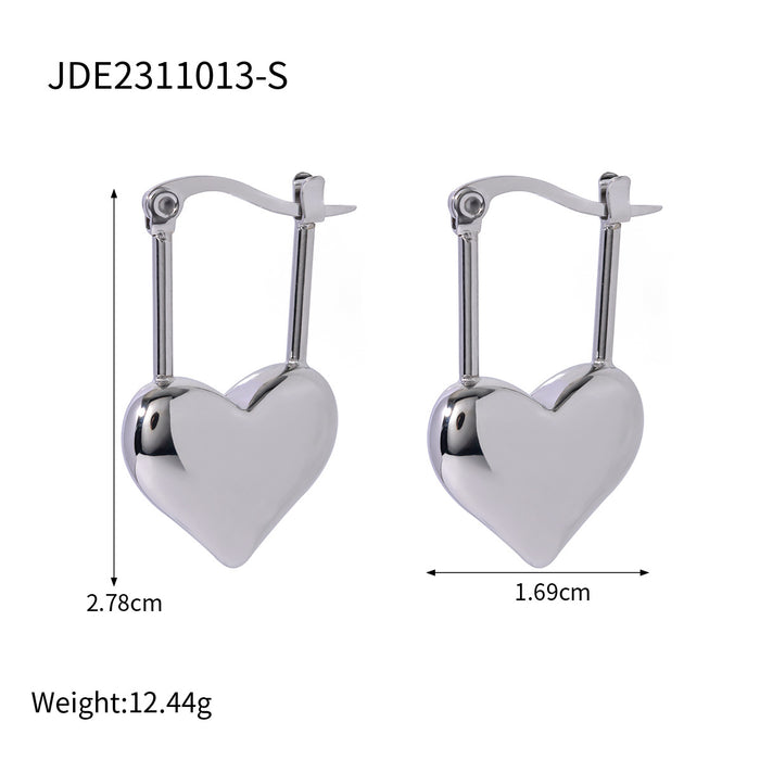 Trending Stainless Steel Heart Pendant Earrings - Valentine's Day Jewelry for Cross-Border Supply