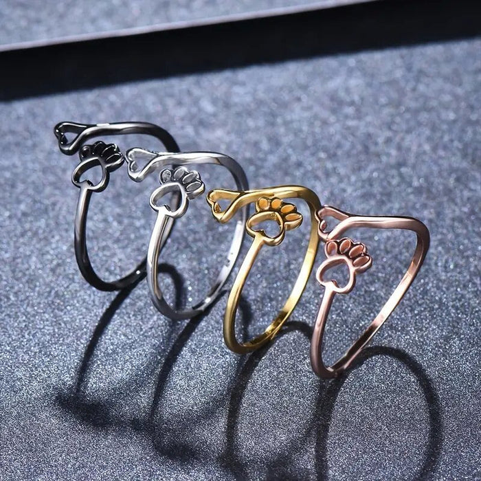 Animal cat claw heart open ring cute style design ring