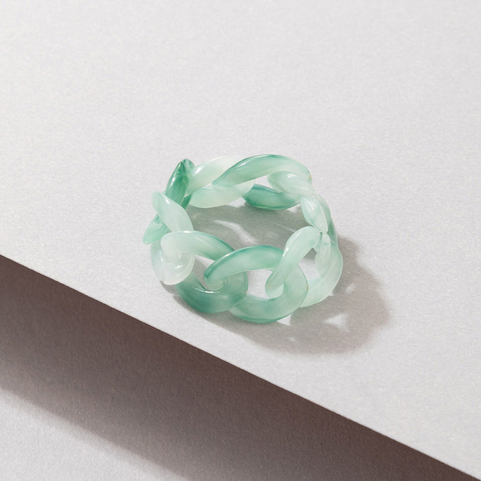 Pastoral style resin acrylic light green buckle ring