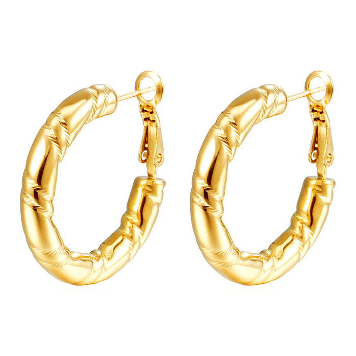 Pendientes grandes huecos en forma de C Pendientes estilo Hong Kong oro 18K