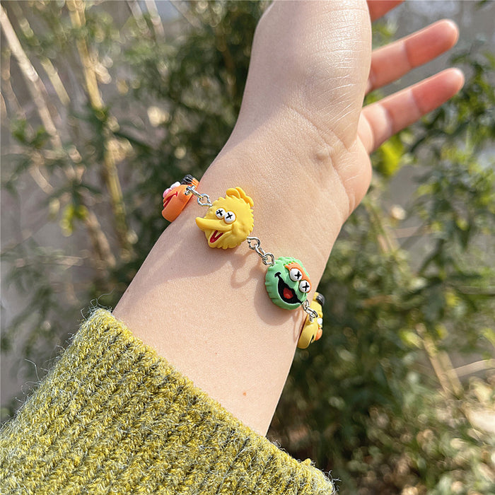 Pulsera de novia facetada con monstruo de Barrio Sésamo en acrílico